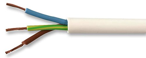 Pro Elec PEL01079 3-adriges Netzkabel, 1,00 mm2, 10 A, Weiß, 100 m von PRO-ELEC