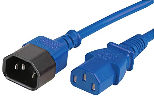 Pro Elec PELR0010 IEC Stecker C14 auf Buchse C13 Verlängerungskabel, blau, 3 m, 10 A, 250 V von PRO-ELEC