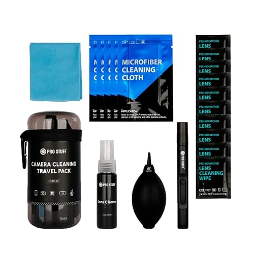 PRO STUFF CTP-15 – 19-teiliges Kamera Reinigungsset für Objektiv, Display und Filter – mit Lens Pen, Blasebalg, Reinigungsspray, Tüchern, feuchten Reinigungstüchern, Etui mit Reißverschluss PRO STUFF CTP-15 – 19-teiliges Kamera Reinigungsset für Objektiv, Display und Filter – mit Lens Pen, Blasebalg, Reinigungsspray, Tüchern, feuchten Reinigungstüchern, Etui mit Reißverschluss von PRO STUFF