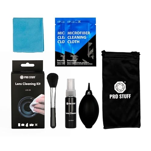 PRO STUFF LCK-5S Kamera Reinigungsset – 6-teiliges Reinigungsset für Objektiv, Kamera, Filter & Display – Luftblase, Pinsel, Reinigungsspray, Mikrofasertücher, Etui PRO STUFF LCK-5S Kamera Reinigungsset – 6-teiliges Reinigungsset für Objektiv, Kamera, Filter & Display – Luftblase, Pinsel, Reinigungsspray, Mikrofasertücher, Etui von PRO STUFF