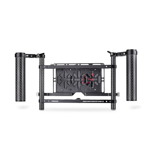 PROAIM 9" Universal-Monitorkäfig für Regie. Höhenverstellbar. Passend für Monitore mit bis zu 9" Diagonale. Handgriffe aus Kohlefaser (P-DMC-59) von PROAIM