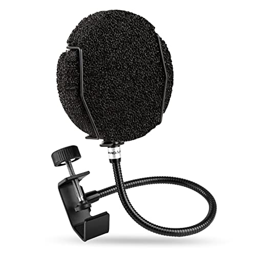 Mikrofon-Pop-Filter für Blue Yeti, blauer Schneeball, Hyperx Quadcast, Shure und andere Mikrofone, dickem Schwamm, verbesserter flexibler 360°-Schwanenhals von PROAR