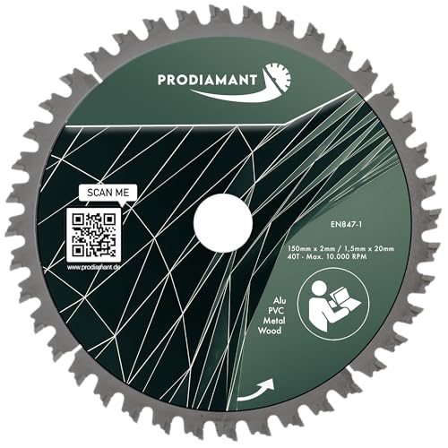 PRODIAMANT Multi Sägeblatt 150 x 20 mm Hartmetallsägeblatt für Holz, Alu, Kunstoff und Laminat mit HM TCT Zähnen für Tischsäge Kappsäge und Kreissäge PRODIAMANT Multi Sägeblatt 150 x 20 mm Hartmetallsägeblatt für Holz, Alu, Kunstoff und Laminat mit HM TCT Zähnen für Tischsäge Kappsäge und Kreissäge von PRODIAMANT