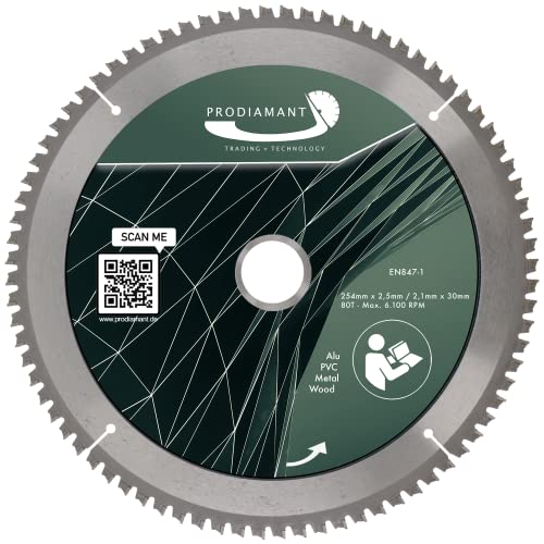 PRODIAMANT MultiCut Sägeblatt 254mm Hartmetall Trennscheibe für Holz & Metall für Gehrungssägen & Tischkreissägen Präzises Schneiden 30mm Bohrung von PRODIAMANT
