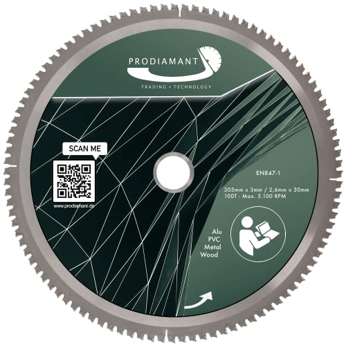 PRODIAMANT MultiCut Sägeblatt 305mm Hartmetall Trennscheibe für Holz & Metall für Gehrungssägen & Tischkreissägen Präzises Schneiden 30mm Bohrung von PRODIAMANT