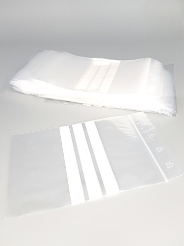 Druckverschlussbeutel - 3 weißen Streifen - 150mm x 180mm - 1000 Stück (10 x 100) - Hohe Qualität - durchsichtig von PROGOM