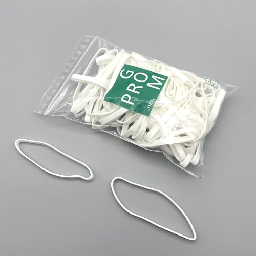 Progom - Gummibänder – Material TPR – Latex frei – Weiß – 100 mm x 6 mm – Beutel mit 50 Stück von PROGOM