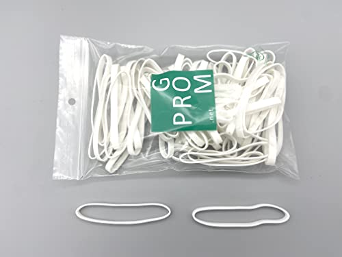 Progom - Gummibänder – Material TPR – Latex frei – weiß – 80 mm x 5 mm – Beutel mit 50 Stück von PROGOM