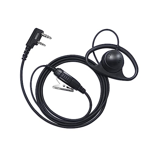 PROMAXPOWER Headset Funkgerät 2 Pin Kompatibel mit Baofeng Kenwood UV-5R 777 888S UV-82 TH-22AT TH-25 TK-3100, D-förmiges Ohrhörer Inklusive PTT-Mikrofon, Headset Funkgerät von PROMAXPOWER