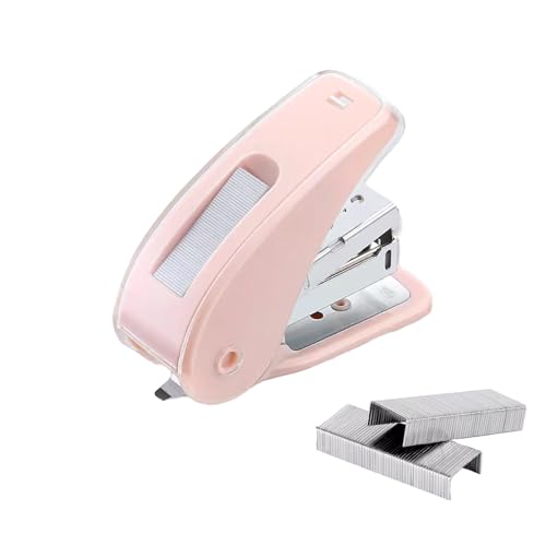 PROMISE FLOURISH Mini-Heftgerät, Schreibtischhefter mit 1100 Heftklammern, eingebauter Heftklammerentferner, Kapazität von 20 Blatt, für Lehrer, Studenten, Arbeiter (Rosa) von PROMISE FLOURISH