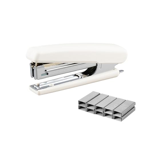 PROMISE FLOURISH Mini-Heftgerät mit Heftklammerentferner, 1000 Standardklammern, staufreies Heftgerät-Set für Büro, Schule, Zuhause (weiß) von PROMISE FLOURISH