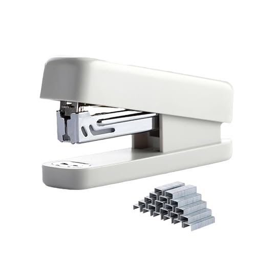 PROMISE FLOURISH Mini-Schreibtisch-Heftgerät-Set, 1000 Standardklammern, klein, kompakt, Reisehefter für Büro, Schule, Zuhause (weiß) von PROMISE FLOURISH