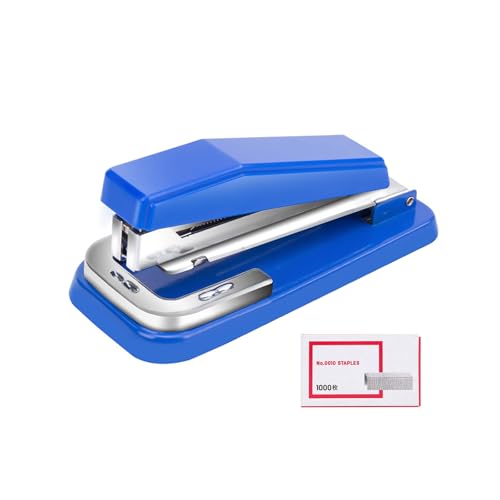 PROMISE FLOURISH Tacker Rotary Hefter mit 1000 Heftklammern, 360 Grad drehbare Heftgeräte für Büro Schule Zuhause (Blau) von PROMISE FLOURISH