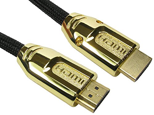 Pro Signal High Speed 4K UHD HDMI-Kabel mit Ethernet, Stecker auf Stecker, Gold-Effekt, Metallhauben, geflochten, 1 m, Schwarz von PROSIGNAL