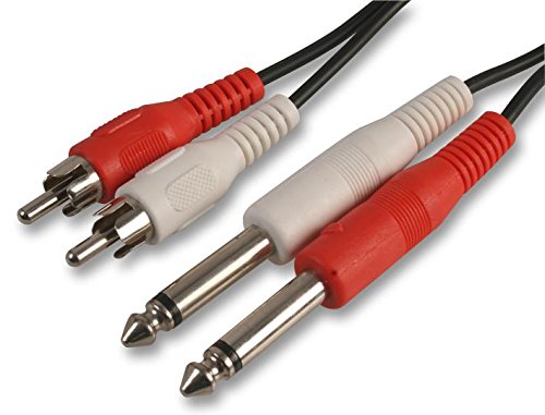 Pro Signal PSG03286 Kabel, 2 x Cinch-Stecker auf 2 x 6,35 mm Mono-Klinkenstecker, 1,8 mm, Schwarz von PROSIGNAL