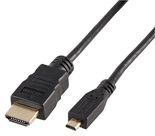 Pro Signal PSG03807 HDMI-Kabel mit Ethernet, A-Stecker auf Micro-D-Stecker, vergoldete Kontakte, 2 m, Schwarz von PROSIGNAL