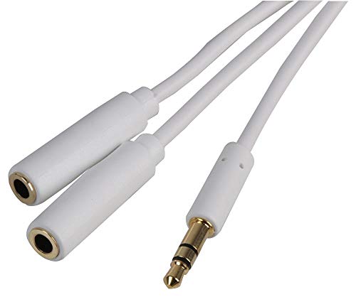 Pro Signal PSG3113-3M 3,5-mm-Stereo-Klinkenstecker auf 2 x 3,5-mm-Stereo-Buchse, dünn, 3 m, Weiß von PROSIGNAL