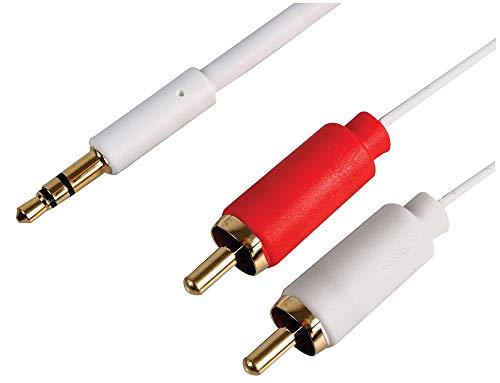 Pro Signal PSG3157-0,5 m dünner 3,5 mm Stereo-Stecker auf 2 x Cinch-Stecker, 0,5 m, Weiß von PROSIGNAL