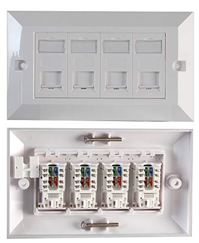 Pro Signal PSG91591 2-Gang 4-Wege-Buchse RJ45 Cat5e Frontplatte, Weiß Pro Signal PSG91591 2-Gang 4-Wege-Buchse RJ45 Cat5e Frontplatte, Weiß von PROSIGNAL