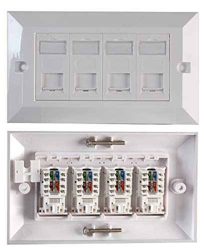 Pro Signal PSG91591 2-Gang 4-Wege-Buchse RJ45 Cat5e Frontplatte, Weiß von PROSIGNAL