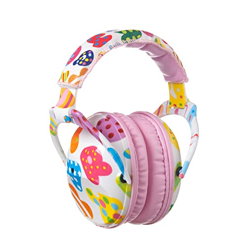 PROTEAR Gehörschutz,Kind Lärmschutz Kopfhörer Verstellbare Faltbare Ohrenschützer für Sportspiel mit SNR 28dB Hörschutz(Pink,Letter) von PROTEAR