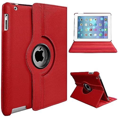 PROTech 360 Grad drehbare Schutzhülle für iPad 9,7 Zoll Air 1 (2013), iPad Air 2 (2014), iPad 5. (2017), iPad 6. (2018), automatische Sleep/Wake-Funktion, leicht, Schutzhülle für Tablet (rot) von PROTech