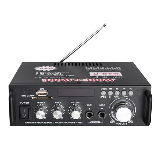 PROZOR Bluetooth Stereo Audio Verstärker 300W+300W Audio Amplifier Mini Digital Audio Amplifier HiFi Music SD USB FM 12V/ 220V mit IR-Fernbedienung PROZOR Bluetooth Stereo Audio Verstärker 300W+300W Audio Amplifier Mini Digital Audio Amplifier HiFi Music SD USB FM 12V/ 220V mit IR-Fernbedienung von PROZOR