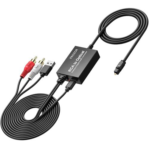 PROZOR Cinch zu Optisch Konverter Analog Digital Audio Wandler Mit Cinch 1.1 m/Optisch 1 m für Plattenspieler, CD-Player, Barlautsprecher PROZOR Cinch zu Optisch Konverter Analog Digital Audio Wandler Mit Cinch 1.1 m/Optisch 1 m für Plattenspieler, CD-Player, Barlautsprecher von PROZOR