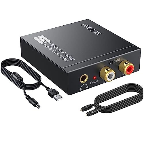 PROZOR Da Wandler Optisch auf Cinch Audio Adapter Toslink auf Klinke Aux Digital zu Analog Optisches Audiokabel Adapter Optical auf Klinke 3,5mm Cinch RCA für Digital Audio TV Blu-Ray HD DVD von PROZOR