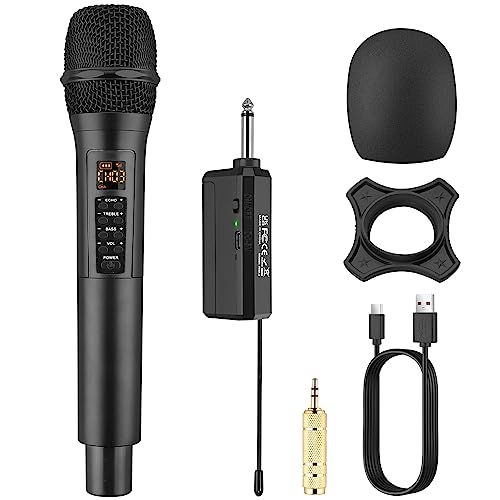 PROZOR Funkmikrofon Kabelloses Mikrofon mit Echo Metall Mikrofon Karaoke Singen UHF Dynamisches Funk Mikro Drahtlos Wireless Microphone Plug & Play von PROZOR