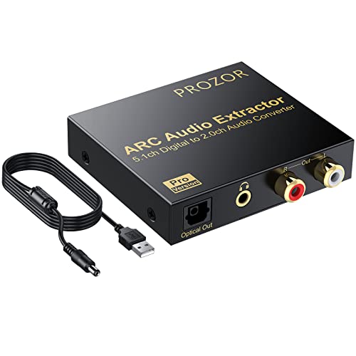 PROZOR HDMI ARC Audio Extractor HDMI ARC TV Audio Splitter zu Toslink Koaxial 3,5mm RCA 5.1CH Digital 2.0CH Analog 192kHz für TV an Lautsprecher Verstärker Kopfhörer von PROZOR
