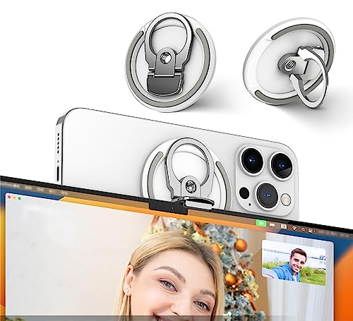 PROfezzion 3-in-1 Aluminium Mag Safe Kamerahalterung MacBook Webcam, Kontinuität Kamerahalterung mit Stativ Loch für iPhone 15 15 Plus Pro Max 14 13 12 (iOS 16+)& Mac OS Ventura oder später (Weiß) von PROfezzion