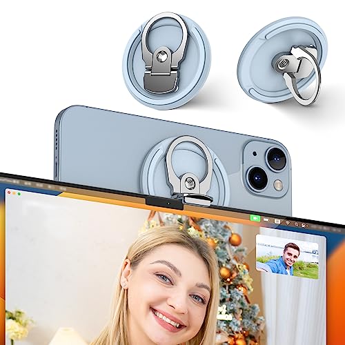 PROfezzion 3-in-1 Aluminium Mag Safe Kamerahalterung MacBook Webcam, Kontinuität Kamerahalterung mit Stativ Loch für iPhone 15 15 Plus Pro Max 14 13 12 (iOS 16+)& Mac OS Ventura oder später (Blau) von PROfezzion