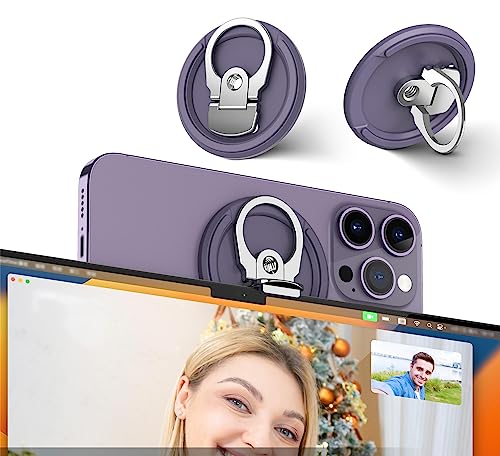PROfezzion 3-in-1 Aluminium Mag Safe Kamerahalterung MacBook Webcam, Kontinuität Kamerahalterung mit Stativ Loch für iPhone 15 15 Plus Pro Max 14 13 12 (iOS 16+)& Mac OS Ventura oder später (Violett) von PROfezzion