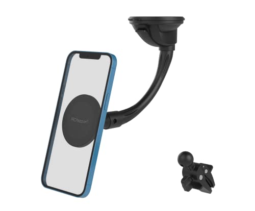 PROfezzion 3-in-1 Luxus Magnet Mag-Safe Windschutzscheiben Autotelefonhalterung,Flexibler Arm, Windschutzscheiben Armaturenbrett Handyhalterung mit Lüftungsclip Kit für iPhone 13 12 11 Samsung Huawei von PROfezzion