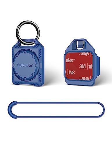 PROfezzion AirTag-Halterung mit Schlüsselanhänger, Schlaufenband und 3M-Klebehalterung für Schlüsselanhänger, Hundehalsband, Kinder, Tasche, Fahrrad, Auto und mehr, IPX8 wasserdicht (Blau) von PROfezzion