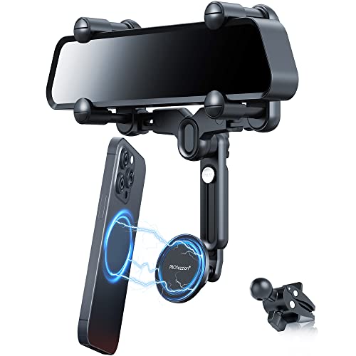 PROfezzion Car Mount, Rückspiegel & Vent Clip Kit Magnetische Telefonhalterung für iPhone 15 15 Plus 15 Pro Max 14 13 12 & Samsung Mag Safe Case auf Auto Rückspiegel oder Vent[Mag Safe Ring enthalten] von PROfezzion