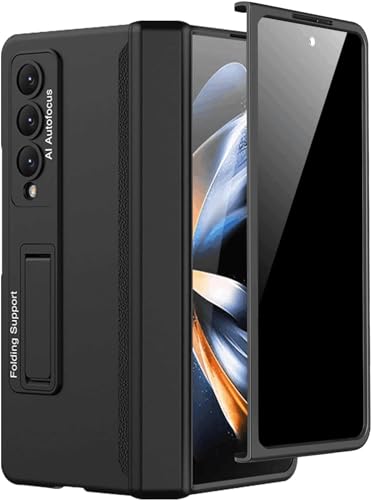 PRUDOM für Samsung Galaxy Z Fold 4 Hülle mit Scharnierabdeckung Schutz & Ständer, eingebaute Sichtschutzfolie auf der Vorderseite stoßfeste schlanke Anti-Spy-Filmabdeckung aus gehärtetem Glas von PRUDOM