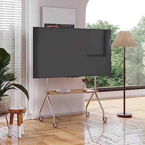 Edelstahl-TV-Ständer, beweglicher Standwagen mit Rädern, geeignet für 43-75-Zoll-Fernseher, für tragbare TV-Halterung im Innen- und Außenbereich von PRUJOY