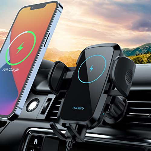 Handyhalterung Auto mit Ladefunktion 15W Qi Ladestation Auto Wireless Charger KFZ Halterung für iPhone Galaxy OnePlus Xiaomi USW von PRUKEU