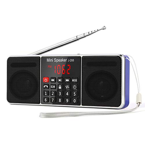 PRUNUS J-288 Tragbar AM(MW) UKW FM Bluetooth USB SD TF Radio MP3 mit Doppelmagnet Lautsprechern Stereo Sound AUX und Sleep Timer Funktion von PRUNUS