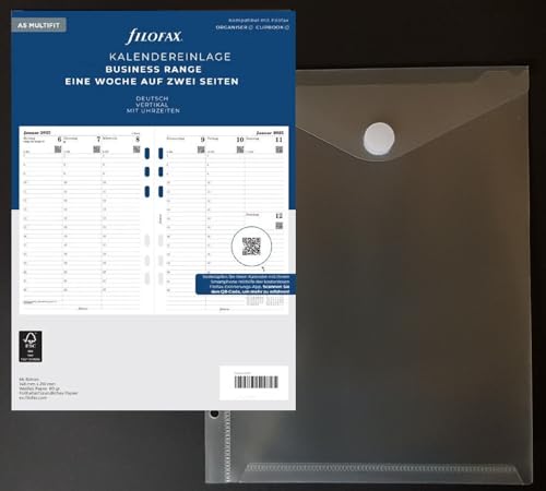 Filofax Kalendereinlage 2026 Größe A5 1 Woche / 2 Seiten (deutsch) 26-68540 + 2 feste Prospekthülle mit Klettverschluss von PS-Handelshaus von PS-Handelshaus
