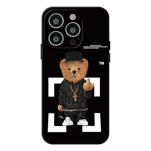 PSUJAO Kompatibel mit der coolen Schutzhülle für iPhone 15 Pro, Design für Jungen, lustig, ästhetisch, weiches Silikon-Gel, Gummi, stoßfest, Rundumschutz bei Stürzen (Schwarz, iPhone 15 pro) von PSUJAO