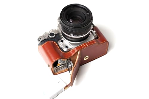 TP handgemachte echte reale lederne Halb Kamera Tasche Abdeckung für Nikon DF Brown Bodenöffnung Version von PT