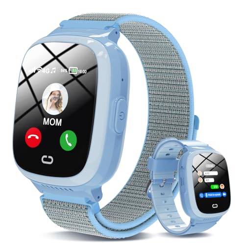 4G Smartwatch Kinder mit GPS und Telefon, Kinder Uhr mit WiFi, SOS, HD Videoanruf, Anrufe, Schulmodus, Wecker, Kinderuhr Telefonieren für Mädchen Jungen 4-12 Jahre Geschenk, Kids Smart Watch von PTHTECHUS