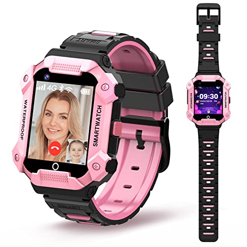 Kinder 4G GPS WIFI Smartwatch Telefon , Kinder HD Touchscreen Handy Uhr für Kind mit Anti-Verlorener GPS W-lan LBS Ortung Tracker, MP3, Videoanruf, SOS, Voice Chat, MP3, Pedometer, APP Verwaltung von PTHTECHUS