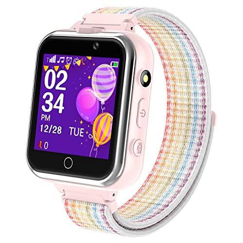 Kinder Smartwatch Telefon, Kind Uhr mit Zwei Wege Gespräch SOS MP3 Spiel Video Wiedergab Kameras Rekorder Wecker Schrittzähler Taschenrechner Taschenlampe Sportuhr für Jungen Mädche Geschenke von PTHTECHUS