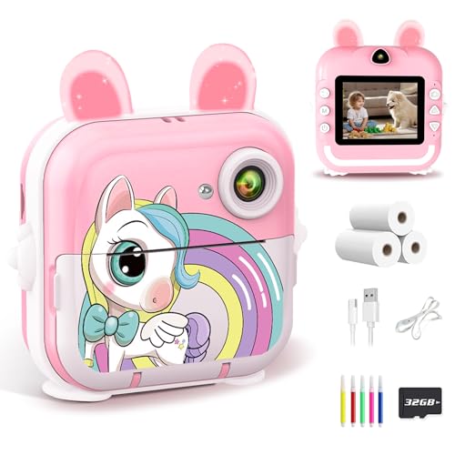 Kinderkamera Sofortbildkamera, 2.4 Zoll Digitalkamera Sofortdruck mit 32G Karte & Druckpapier, 1080P Digitalkamera Kinder mit Farbigen, Kinder Kamera Geschenke für Jungen und Mädchen 3-12 Jahre (Rosa) Kinderkamera Sofortbildkamera, 2.4 Zoll Digitalkamera Sofortdruck mit 32G Karte & Druckpapier, 1080P Digitalkamera Kinder mit Farbigen, Kinder Kamera Geschenke für Jungen und Mädchen 3-12 Jahre (Rosa) von PTHTECHUS