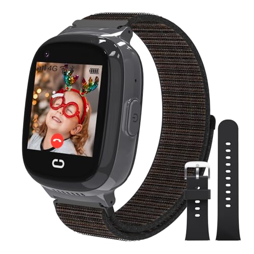 PTHTECHUS 4G Smartwatch Kinder mit GPS, Videoanruf Uhr, WiFi, Anrufe, Schulmodus, SOS-Funktion, Wecker, Telefon Uhr für Kinder, Kindergeschenk 4-12 Jahre (4G Schwarz) von PTHTECHUS