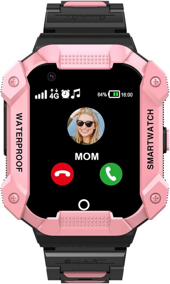 PTHTECHUS GPS- und Anrufen Videoanruf Familienchat SOS, Musik, Kamera Smartwatch (4G), Geschenke für Kinder von PTHTECHUS